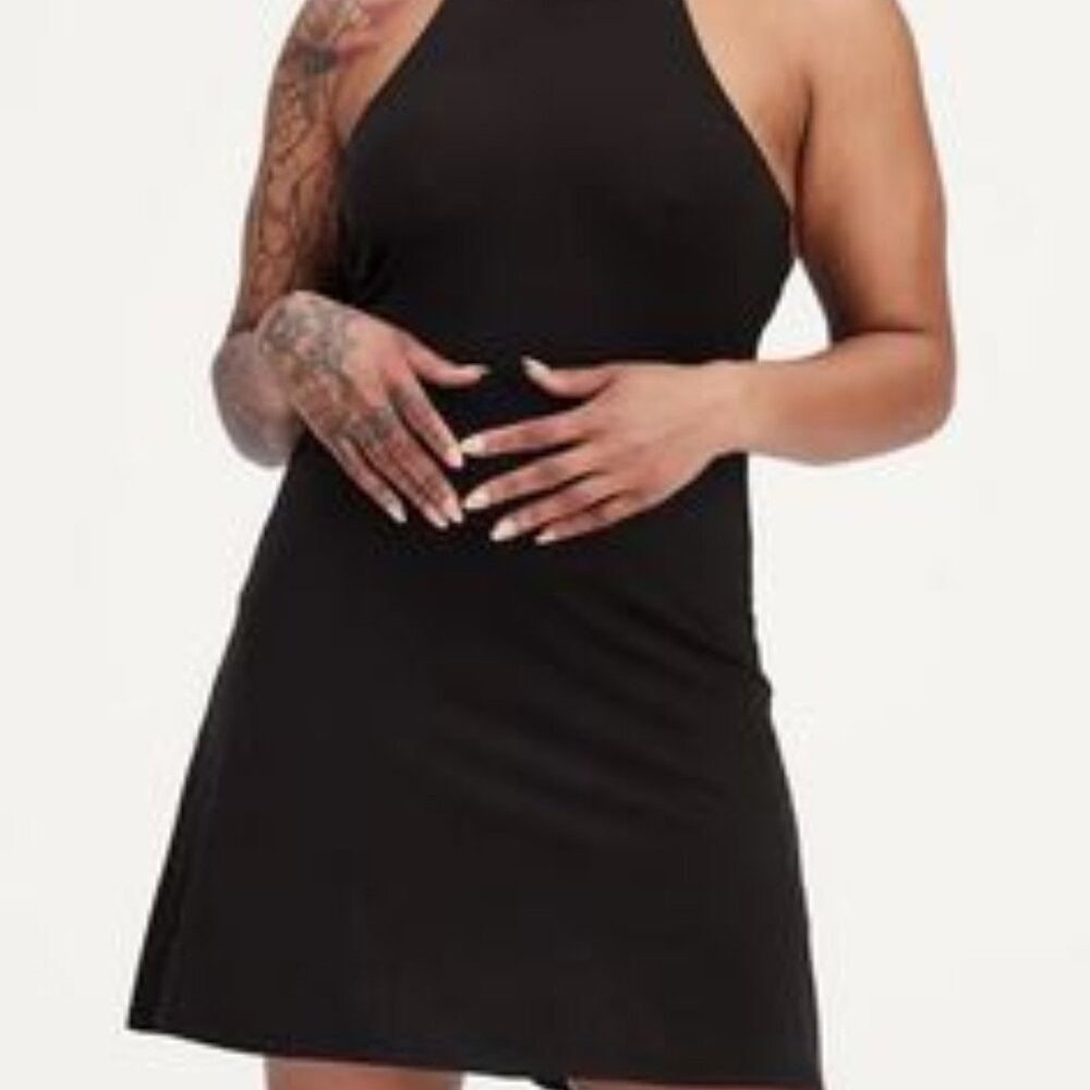 Girlfriend Collective - black Naomi Dress with built in bra and shorts - NWT - M